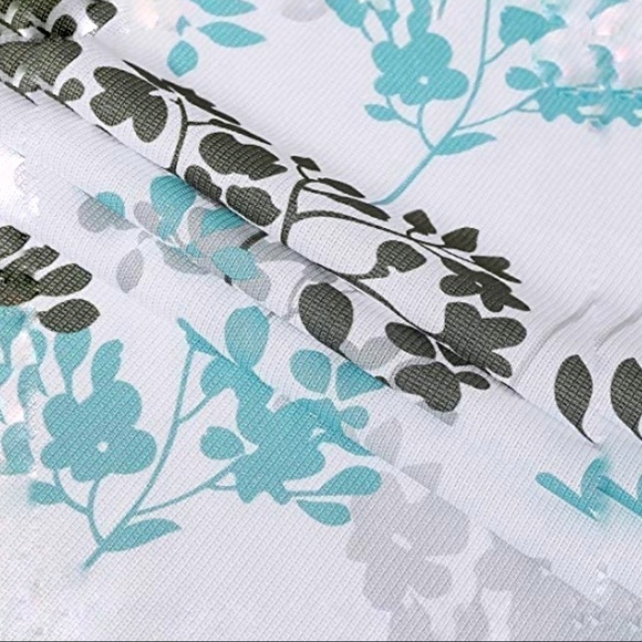 NEW-MODERN Floral Pattern Fabric Shower Curtain Washable, Water Resistant 70x84 - Picture 3 of 5